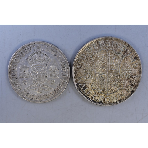 201 - George VI Silver 1944 Half Crown and 1941 Two Shilling