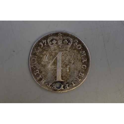 212 - George II 1740 Silver Fourpence