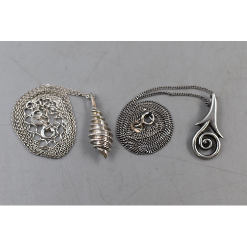 48 - Two Spiral Sterling Silver Pendant Necklaces