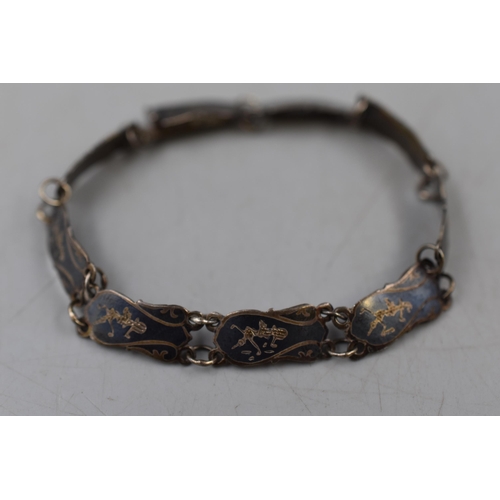 50 - A Vintage Silver Siam Niello Dancer Panel Bracelet