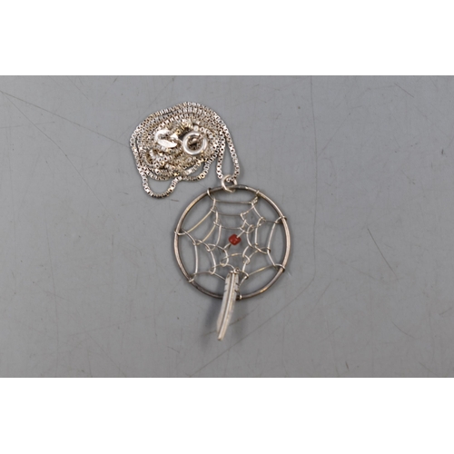 54 - Silver 925 Dream Catcher Pendant Necklace