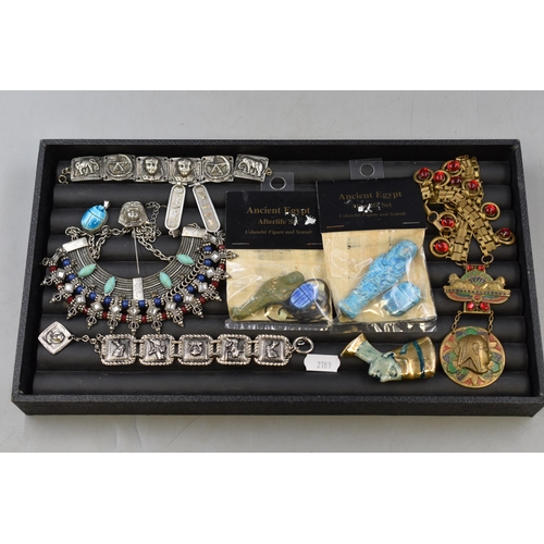 68 - A Selection of Ancient Egyptian Style Jewellery and Figures. Includes Two Ancient Egypt Afterlife Se... 