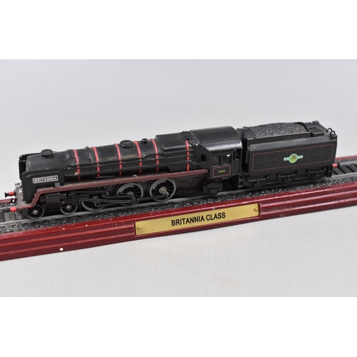 235 - Two Model locomotives on Plinths to include Britannia Class and Battle of Britain Class 12