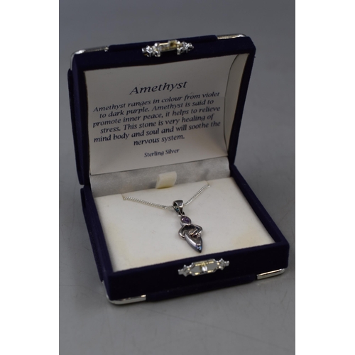 76 - A Sterling Silver Amethyst Pendant, On Sterling Silver Chain. In Presentation Box.