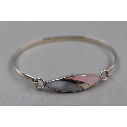 94 - A 925. Silver Pink and Blue Bangle.