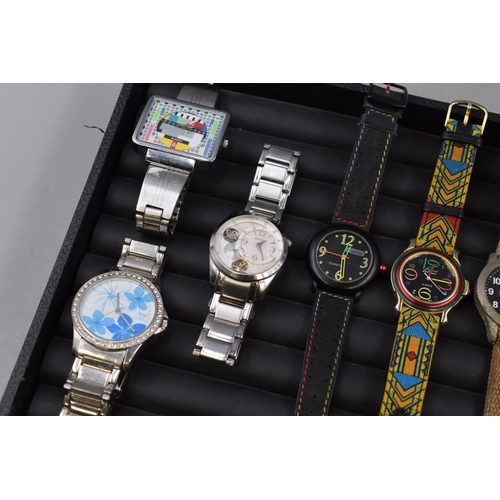 103 - A Selection of Nine Watches. Includes Sekonda, Fossil and More. One Has Broken Digital Display.