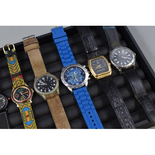 103 - A Selection of Nine Watches. Includes Sekonda, Fossil and More. One Has Broken Digital Display.