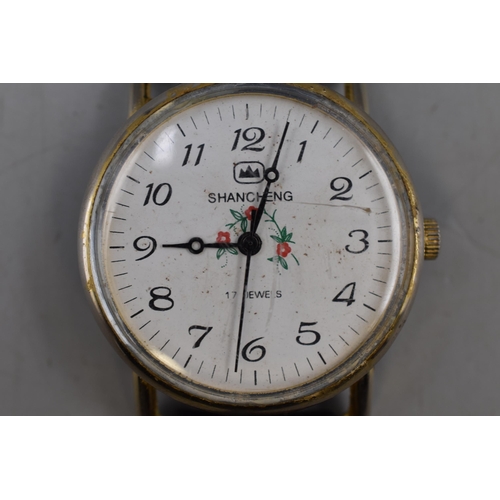 109 - Shancheng 17 Jewels Mechanical Watch Complete with Leather Strap (Working)