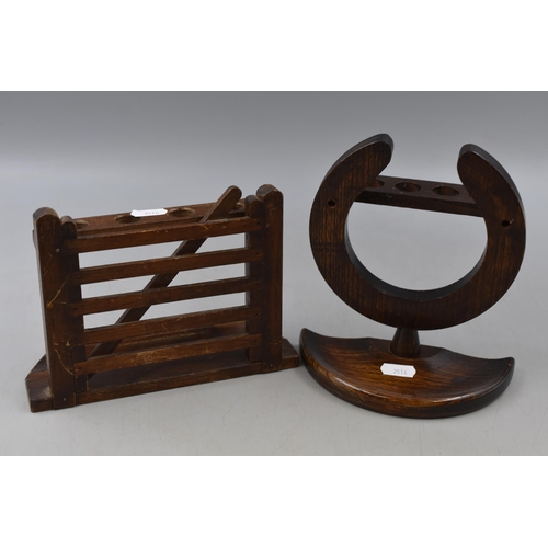 331 - Two Vintage Wooden Pipe Stands, Includes Horse Shoe and Farm Gate. Tallest Approx 7.5