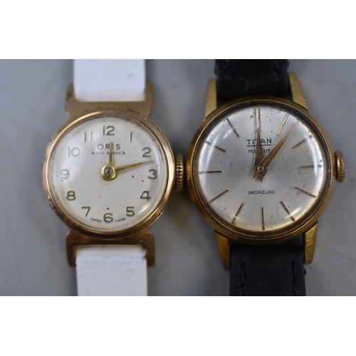 113 - Three Ladies Vintage Mechanical Watches including Oris, Titan and Doxa (All Working)