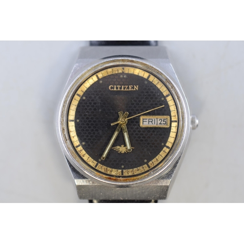 120 - Citizen Automatic Eagle Watch with Leather Strap (Working)