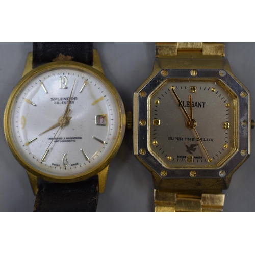 123 - Selection of 5 Watches and One Watch Head including Splendor, Elegant, Tag Heur, Lorus, Timex and Ac... 