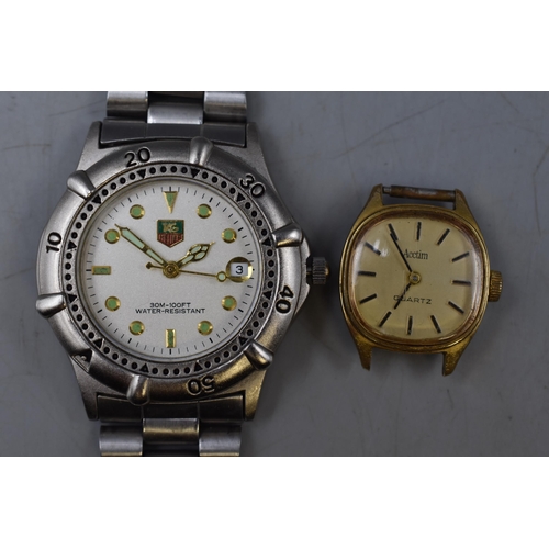 123 - Selection of 5 Watches and One Watch Head including Splendor, Elegant, Tag Heur, Lorus, Timex and Ac... 