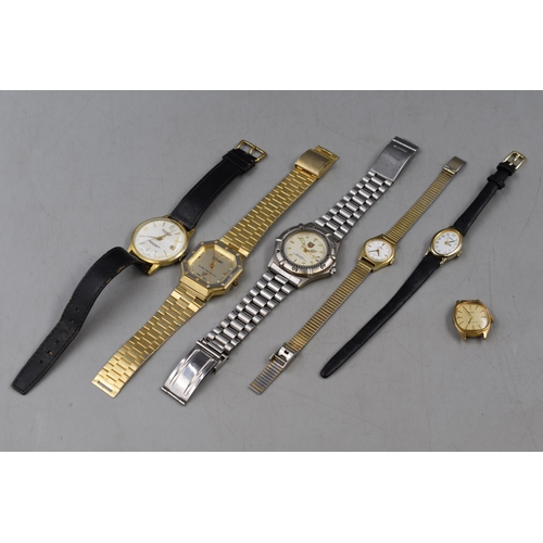 123 - Selection of 5 Watches and One Watch Head including Splendor, Elegant, Tag Heur, Lorus, Timex and Ac... 