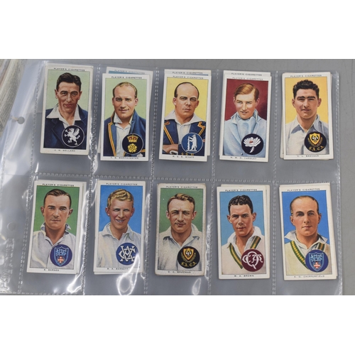 159 - Three sets of 50 John Player & Sons 1930s Cigarette Cards including Cricketers, Modern Naval Cra... 