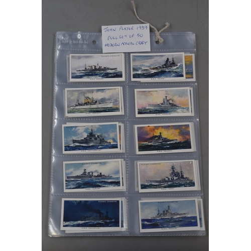 159 - Three sets of 50 John Player & Sons 1930s Cigarette Cards including Cricketers, Modern Naval Cra... 