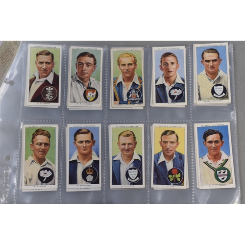 159 - Three sets of 50 John Player & Sons 1930s Cigarette Cards including Cricketers, Modern Naval Cra... 