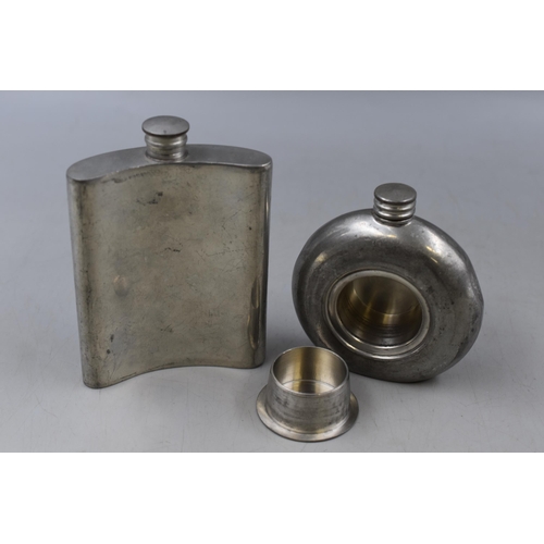 162 - English Pewter Flask with 1oz Cup and a Royal Tournament Horse Flask