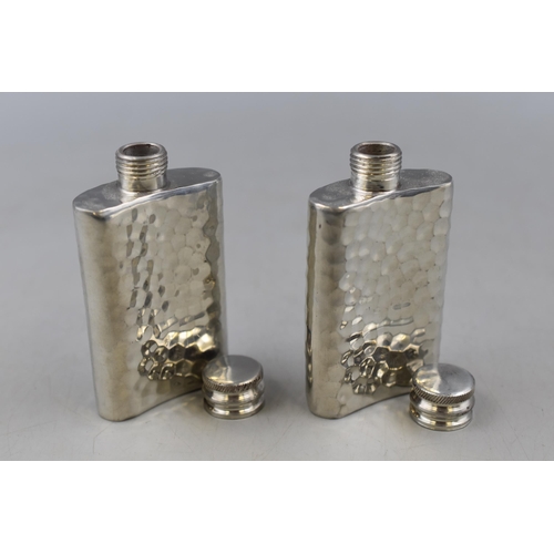 164 - A Pair of Hammered Pewter Hip Flasks, Approx 3.5