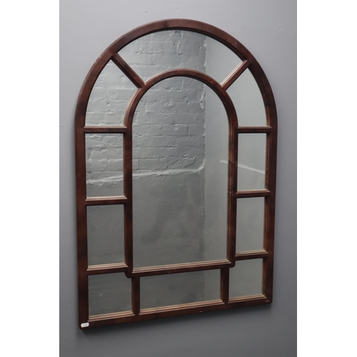 363 - Retro Wooden Frame Arched Decorative Mirror Approx 41