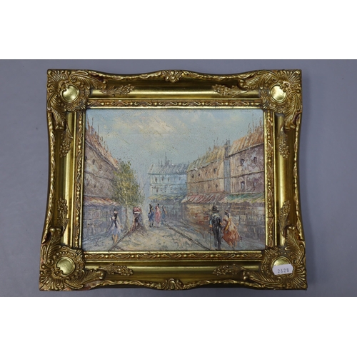 370 - Three Original Oil on Canvass in gilt Framed Mounts depicting Parisian Scene, lake Scene and Country... 