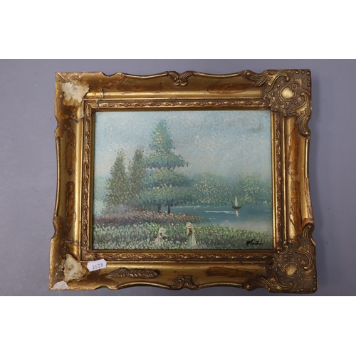 370 - Three Original Oil on Canvass in gilt Framed Mounts depicting Parisian Scene, lake Scene and Country... 