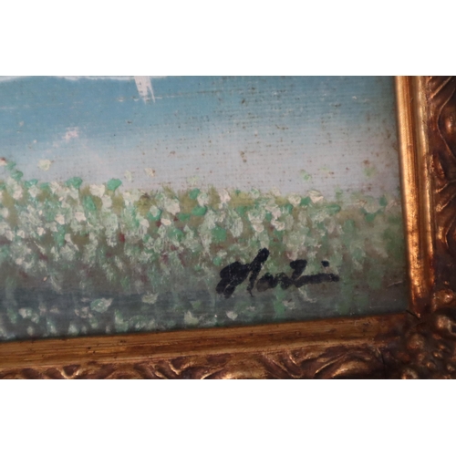 370 - Three Original Oil on Canvass in gilt Framed Mounts depicting Parisian Scene, lake Scene and Country... 