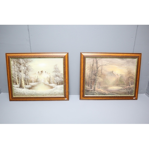 373 - Two Framed Original Oil on canvass of Country Scenes in Matching Frames (29