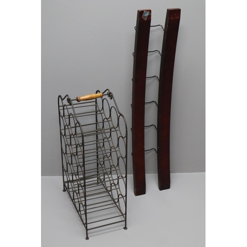 376 - A Metal Wine Rack (Holds 20 Bottles), With a Wine Barrel Stave Towel Rack.