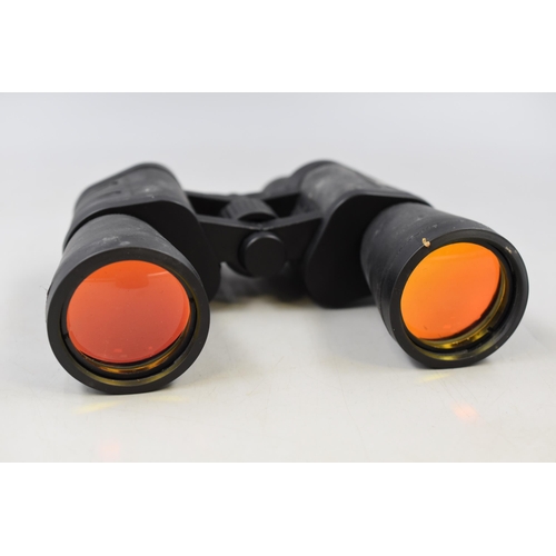 384 - Pair of 10x50 Field Binoculars with Coated Optic lenses in Storage pouch