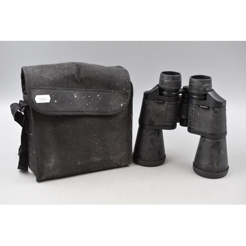 384 - Pair of 10x50 Field Binoculars with Coated Optic lenses in Storage pouch