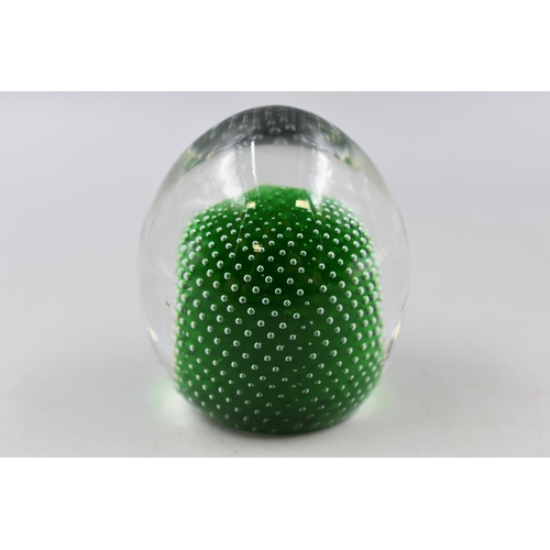 254 - A Jaffe Rose Green Bubble Controlled Paperweight, Approx 3