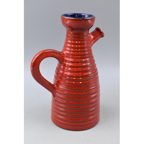 267 - An Original German 1970 Red Ceramic Studio Pottery Vase By Marei Ceramics, Approx 8.5