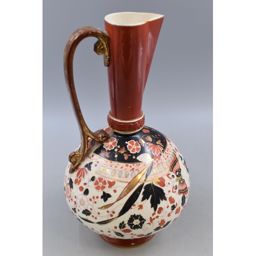 278 - Old Hall Ewer with handle, Decorated with Butterflies, Flowers and Acorns approx. 12.5