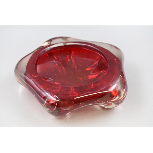 302 - Large Vintage Whitefriars Ruby Red Hand Blown Glass Lobed Bowl approx 9