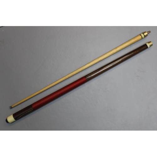 588 - Two Cased Vintage Pool Cue's to include Elite Two Piece Pool Cue and One other