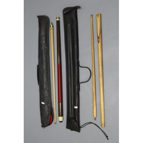 588 - Two Cased Vintage Pool Cue's to include Elite Two Piece Pool Cue and One other