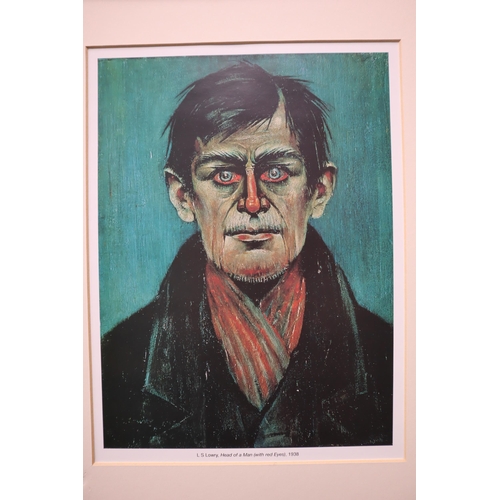 600 - A Framed L S Lowry 'Head of a Man (With Red Eyes)' Print, Approx 15