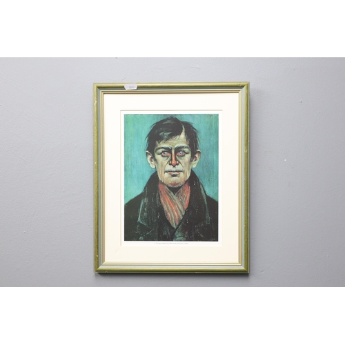 600 - A Framed L S Lowry 'Head of a Man (With Red Eyes)' Print, Approx 15