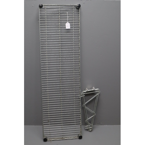 601 - A Metal Industrial Shelf, With Wall Attaching Brackets. Approx 14