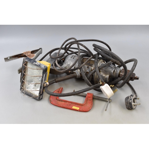 620 - A Mixed Selection To Include Early Thor Electric Drill (For Spares and Repairs), Halogen Lamp (Power... 