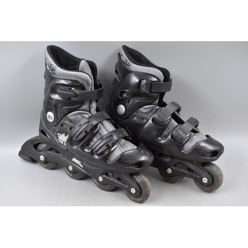 656 - A Pair of No Fear Roller Skates (Size 5-8), With a No Fear Skate Protection Pack (Size L).