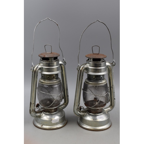 637 - Pair of Vintage Hurricane Lamps