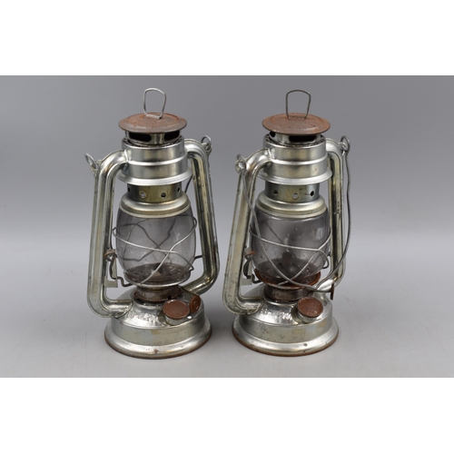 637 - Pair of Vintage Hurricane Lamps