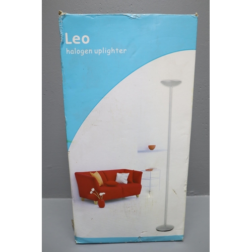 673 - Brand New Boxed Leo Halogen Uplighter lamp approx 46