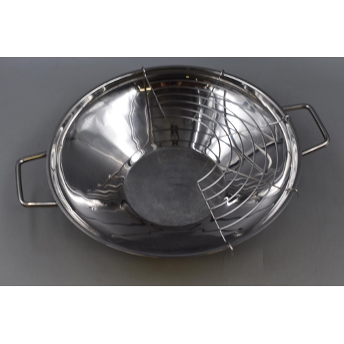 676 - Schulte-Ufer eco line Stainless Steel Wok with Lid with Paperwork, Cookbook and Box (14