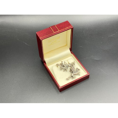 52 - Pair of Silver 925 Welsh Dragon Earrings Complete with Presentation Box