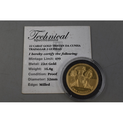 6 - Tristan Da Cunha 22 Carat Gold Limited Edition (055 of 499) Proof Trafalgar Milled Edge Coin (16.8gr... 