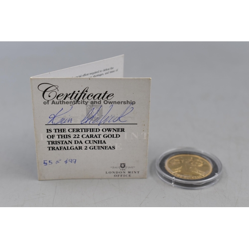 6 - Tristan Da Cunha 22 Carat Gold Limited Edition (055 of 499) Proof Trafalgar Milled Edge Coin (16.8gr... 