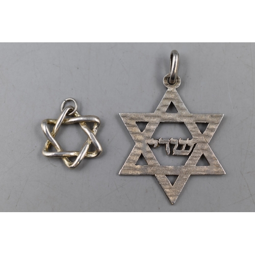 18 - Two Sterling Silver Star of David Pendants